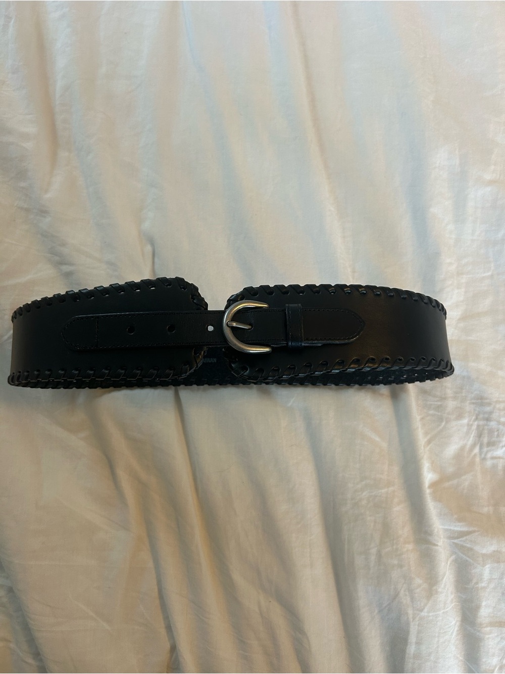 Banana Republic Black Cow Leather Waist Belt with Silver Buckle